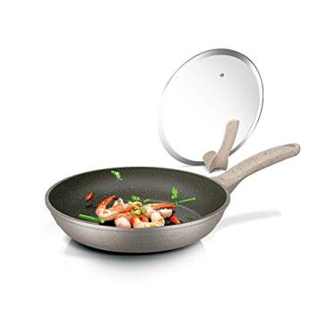 Imagem de Frigideira de omelete com cabo de baquelite 28 cm - Frigideira antiaderente para fogão de indução elétrica a gás, utensílio de cozinha