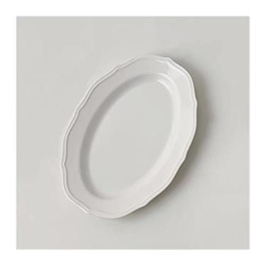 Imagem de Prato de serviço prato de renda vintage prato de jantar redondo oval simples prato de cerâmica prato de salada prato de café da manhã prato de sobremesa pratos de café restaurante doméstico (cor: C