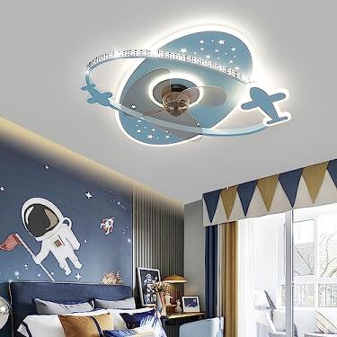Imagem de Ventilador de teto inteligente com luz e controle remoto DC Ventiladores de teto infantis com lâmpadas Temporizador regulável silencioso 6 velocidades Ventilador de teto para meninas LED reg