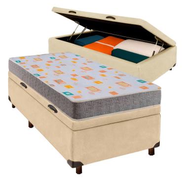 Imagem de Cama Box Bau Perola Solteiro + Colchão D20 D20 Inducol