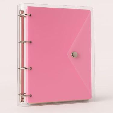 Imagem de Fichário Universitário Pasta Organizadora 4 Argolas Transparente Rosa