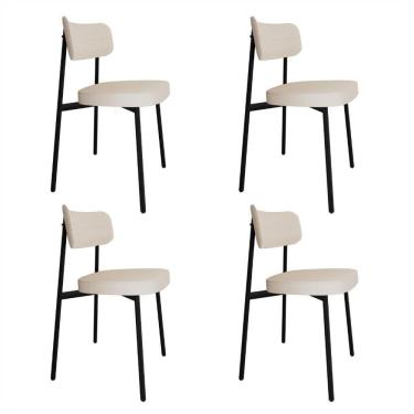 Imagem de Conjunto 4 Cadeiras De Jantar Alloa Corriente Palha - Est. Preta Corriente Palha