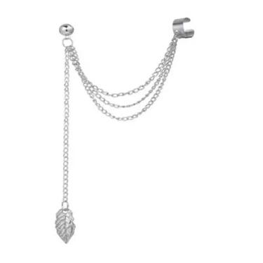 Imagem de Brinco Corrente com Folhas  Banhado a Prata e Dourado, Pressão 1 Unida