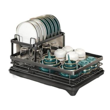 Imagem de Escorredor de Louça Organizador de Pia Rack de Cozinha Duplo Aço Carbono Com Porta Copos Talheres
