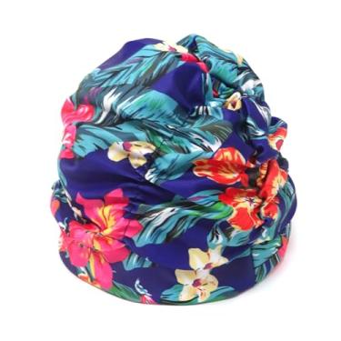 Imagem de 1 peça touca de natação plissada moda flor canna touca de natação de cabelo longo, não impermeável
