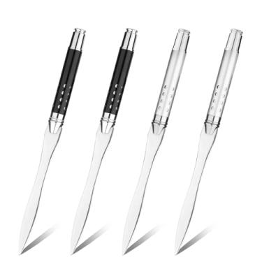 Imagem de 4 peças abridor de cartas, abridor de envelope de aço inoxidável, cortador de ponta pontiaguda, abridor de correspondência, ferramenta de envelopes abertos para escola, escritório, material doméstico