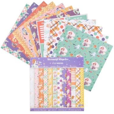 Imagem de 12 folhas de blocos de papel para scrapbook, 12 designs de 15,2 x 15,2 cm, papel de cartolina com padrão único de 15,2 cm x 15,2 cm, papel decorativo de 160 g/m², bloco de recortes para projetos DIY