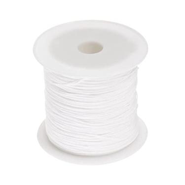 Imagem de Generic 1 rolo de fio de contas de nylon para nó de 0,6 mm, 50 metros de nylon trançado, cordão de cetim para pulseira, colar Kumihimo, branco