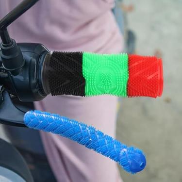 Imagem de Kit de capa de freio de motocicleta 4 peças antiderrapante universal para bicicleta elétrica acessórios de modificação de capa de guidão (preto vermelho)