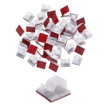 Imagem de Suporte de fixador organizador de fio de plástico fivela prendedor de linha grampo de cabo autoadesivo 50 peças (branco)