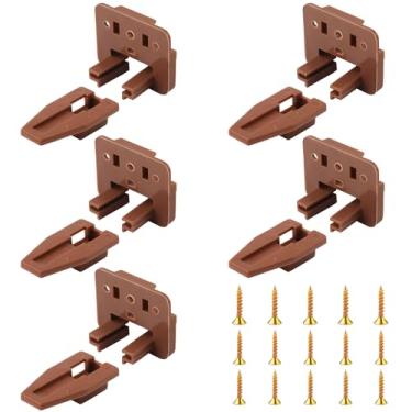 Imagem de 5 conjuntos #168 Rolhas deslizantes de gaveta para sistema Kenlin Rite Trak 1, guia de trilho de gaveta de plástico com parafusos para gavetas de montagem central, gavetas de mesa de cabeceira