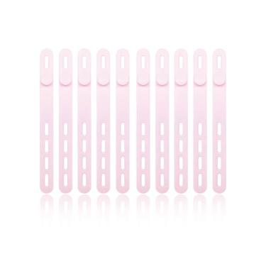 Imagem de Pacote com 10 abraçadeiras de silicone, organizador de cabos, carregador de fio lavável, reutilizável, gerenciamento de tiras com fivela de bloqueio, suporte de cabo elétrico para viagem para casa