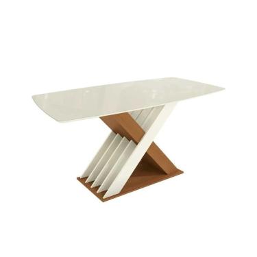 Imagem de Base Mesa De Jantar Graviola C- Tampo Madeirado C- Vidro 170x90cm Canela-off White-vidro Off White - Kappesberg