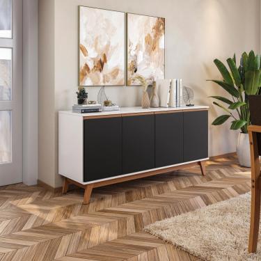 Imagem de Aparador Kappesberg 4 Portas Branco/preto Fosco 156cm