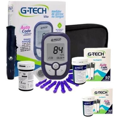 Imagem de Medidor de glicose g-tech vita aparelho e 110 tiras testes