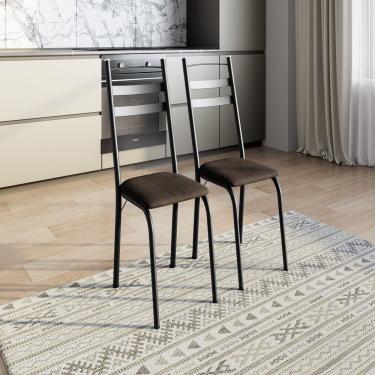 Imagem de Kit Com Duas Cadeiras De Cozinha 061 Preto- Imbuia