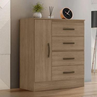 Imagem de Gaveteiro Com 4 Gavetas 1 Porta Rancharia Carvalho Oak