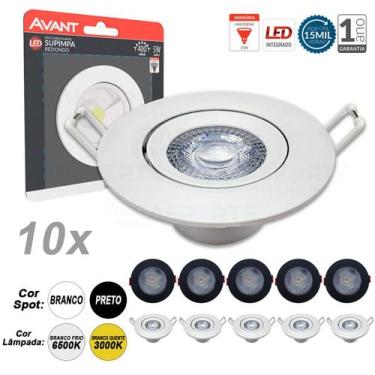 Imagem de Kit 10 Spot Led Embutir Direcionável Redondo Quente Frio - Avant, Bran