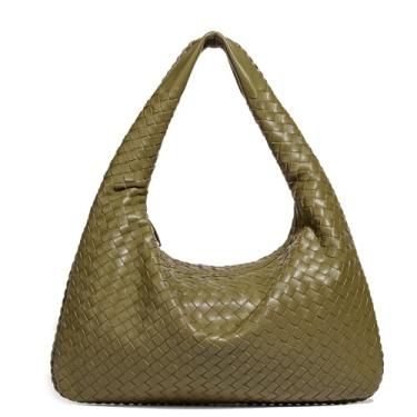 Imagem de Rejolly Bolsa Hobo de tecido para mulheres, bolsa de ombro de couro, bolsa moderna, Hobo verde militar, Large