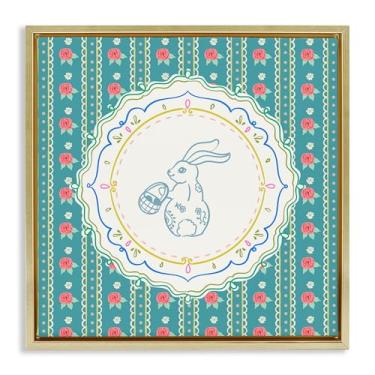 Imagem de Stupell Industries Arte de parede em tela flutuante com estampa de listras de flor, design de Angela Steahling, 45,7 x 45,7 cm