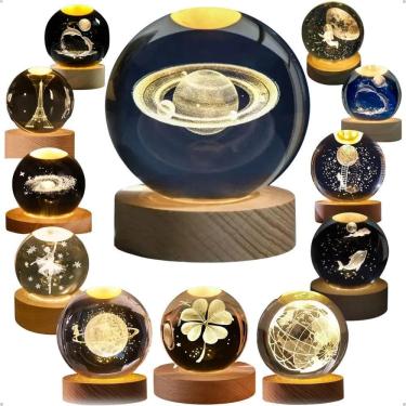 Imagem de Luminária De Mesa Decorativa Bola De Cristal 3D Base Made 12