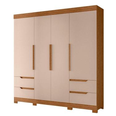 Imagem de Guarda Roupa Vivacce Casal 4 Portas Albatroz Jatobá/fendi Metallic