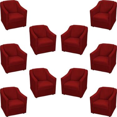 Imagem de Kit 10 Poltronas Decorativa Mila Pé De Plástico Cromado - Bordô Suede
