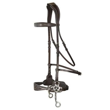 Imagem de Freio Exion Nova Hackamore para cavalos – Freio anatômico sem mordidas com rédeas de borracha | Coroa antipressão | Couro curtido vegetal | Tamanho completo, espiga, pônei e acima