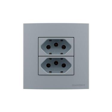Imagem de Placa Para Móveis 80x80 Com Tomada Dupla Margirius Sleek Colors 2p+t 20a Cinza Cinza