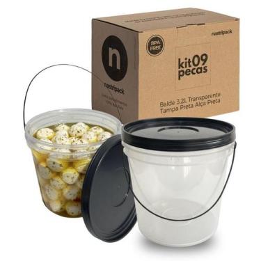 Imagem de Balde Com Tampa Preta Ideal Para Sorveteria - 9 Pçs - Nastripack