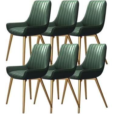 Imagem de Conjunto de 6, cadeiras de couro para cozinha, sala de estar, sala de estar, balcão, pernas de ferro forjado, penteadeira, cadeira de maquiagem, cadeiras de sala de jantar, cadeiras de jantar
