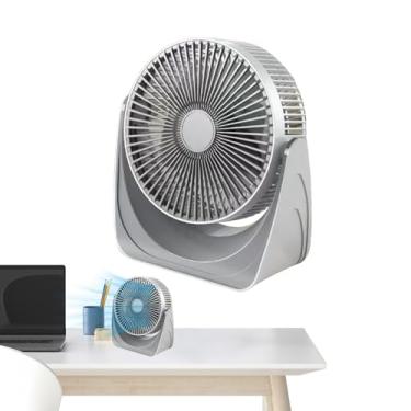 Imagem de Ventilador de mesa silencioso | Ventilador portátil de 5 velocidades recarregável por USB - Circulador de longa duração Cooler soprador de ar para viagens, quarto, escritórios, ambientes internos e