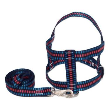 Imagem de Guia com peitoral 25mm preto quadriculado 5 50 cm a 60 cm - Nica pet