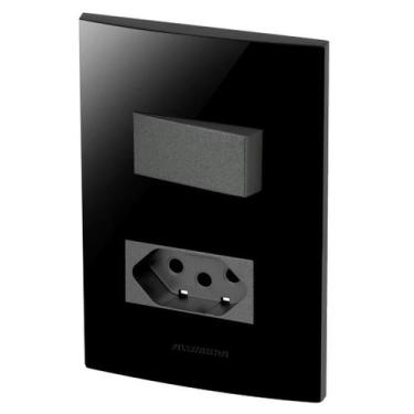 Imagem de Conjunto 1 Simples + 1 Tomada 10A - Inova Black / Grafite - Alumbra