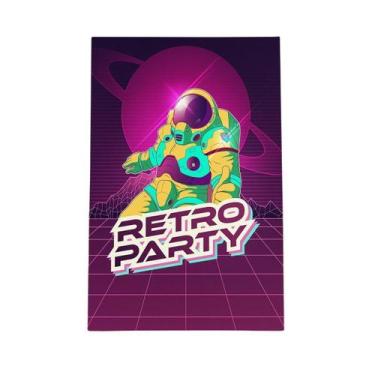 Imagem de Quadro Retro Party Festa Astronauta Planeta Canvas 60X40Cm - Plimshop