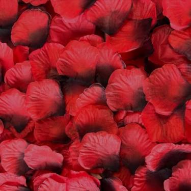 Imagem de Cynamorkit 2000 peças de pétalas de rosa falsas vermelhas escuras para dia dos namorados, noite romântica, pétalas de flores artificiais para casamento, casamento, casamento, aniversário