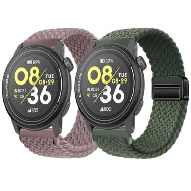 Imagem de Harikiri Pacote com 2 pulseiras magnéticas de tecido compatíveis com COROS PACE 3/APEX 2 PRO/APEX PRO/APEX de 46 mm, respirável, ajustável, (multicolorido), 22mm, Amazonita