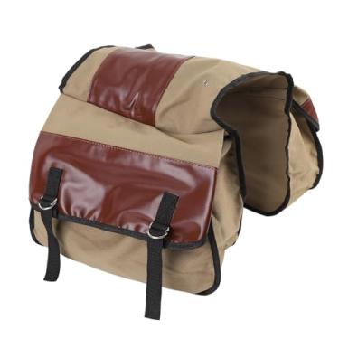 Imagem de KUIDAMOS Alforjes de Lona para Motocicleta à Prova D'água, Bolsa Durável para Assento Traseiro de Bicicleta de Viagem, Ajuste Universal para Motocicletas, Bicicletas, Atividades Ao Ar Livre (Marrom)