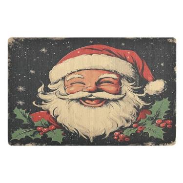 Imagem de SEHANY Tapete de porta de inverno Papai Noel Natal para todos os climas, impermeável, secagem rápida, bem-vindo, tapete de entrada antiderrapante, tapete decorativo de poliéster para entrada, varanda