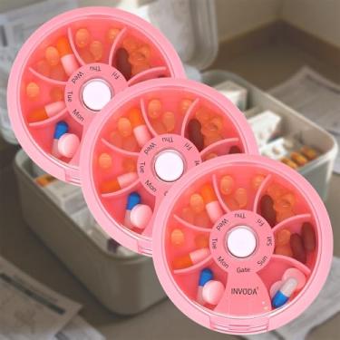 Imagem de 3 peças, organizador de comprimidos de viagem, semanal, caixa de comprimidos diária de 7 dias, estojo de comprimidos portátil para suplementos de óleo de peixe, organizador de vitaminas