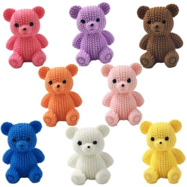 Imagem de EMiEN 8 Pieces Miniature Colorful Bear,Mini Animals,Tiny Animals Figurines, Fairy Garden Accessories,Animals for Fairy Garden,Dollhouse