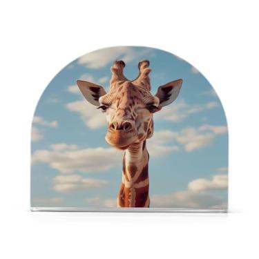 Imagem de Wassud Porta-guardanapos de acrílico girafa moderno dispensador de guardanapos de papel em forma de U para mesa, cozinha, sala de jantar, bancada 1 peça (comporta 50-60 guardanapos)