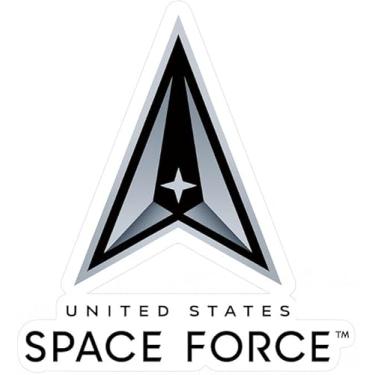Imagem de Decalque oficialmente licenciado pela Força Espacial dos EUA (USSF), adesivo para janelas de caminhões ou carros, laptops, tablets, etc., (14,5 x 13,3 cm) | Perfeito para serviço ativo, veterano e