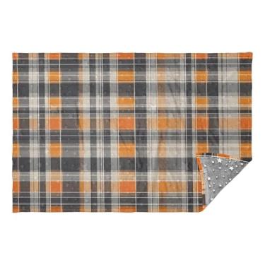 Imagem de CEBUGI Cobertor de travesseiro xadrez de Halloween 2 em 1 cobertor aconchegante de flanela para viagem com bolsa macia 165 x 139 cm fronha para viagens de trem de avião