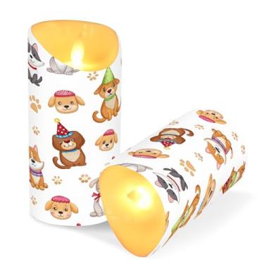 Imagem de ATTX Pacote com 2 velas de Natal animais sem chamas – 7,6 cm x 9,9 cm LED pilar velas com controle remoto e temporizador para casa, casamento, decoração de acampamento #626