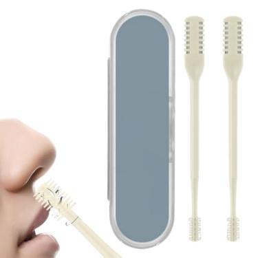 Imagem de Aparador manual de pelos do nariz com 2/4 peças de cabeça dupla - Lâmina rotativa de 360°, ferramenta 2 em 1 para pelos do nariz e da orelha, essencial para cuidados portáteis sem bateria para casa e