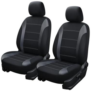 Imagem de Champlus Capas de assento de carro, fibra de carbono e malha respirável durável 2 capas de assento concha dianteira, ajuste universal carros sedã automotivos, SUVs, caminhões, mini vans, compatível