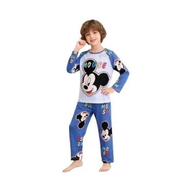Imagem de Conjunto De Pijamas De Manga Longa Com Estampa De Cartoon Stitch Para 