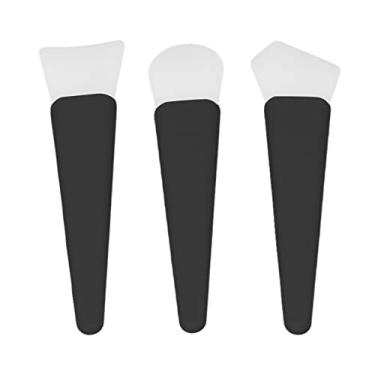 Imagem de Ainoli 3 unidades kit aplicador de pincel de silicone macio uso repetido leve pincel de silicone de maquiagem para festa em casa e viagens (Preta)