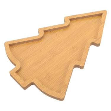 Imagem de LIOOBO Prato de madeira para árvore de Natal: bandeja de servir de madeira, travessas em forma de árvore para biscoitos doces sobremesas lanches